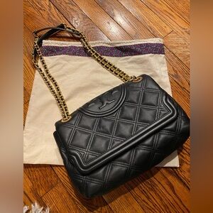 Tory Burch Black Quilted Leather Chain Shoulder Bag